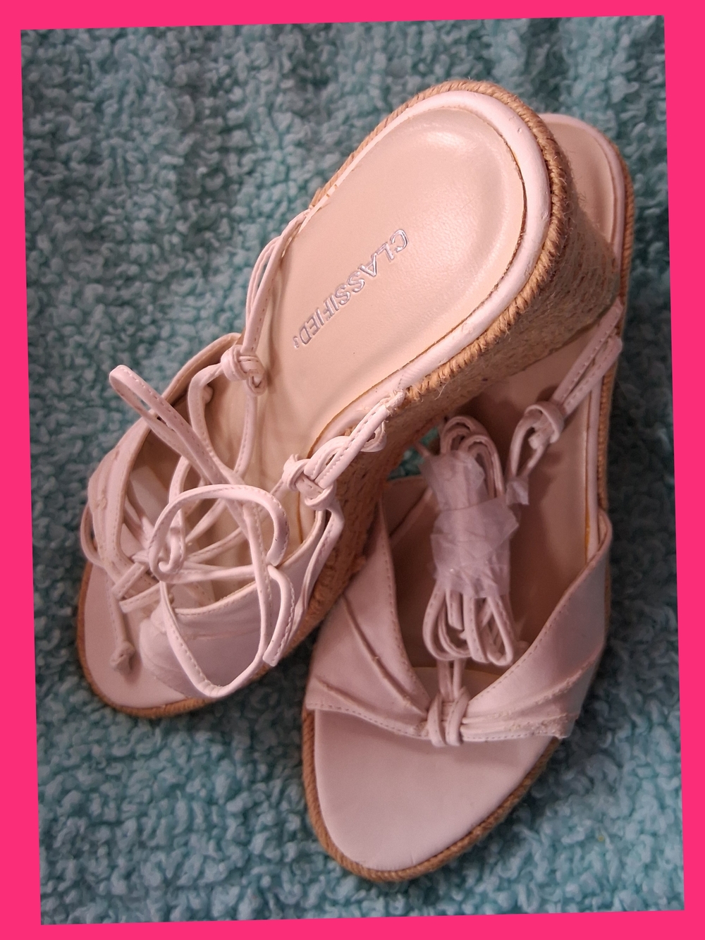 Classified White Espadrille Lace-Up Wedge Sandals